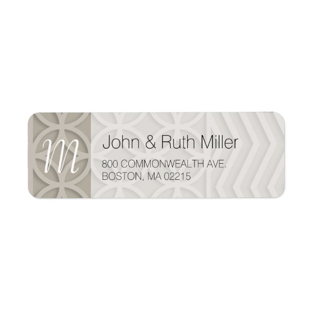 Geometric Choose Colour 3 Monogram Address Labels (Front)