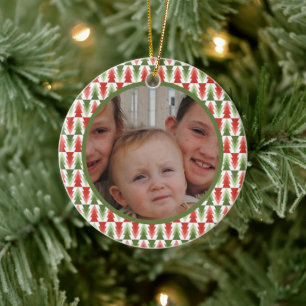 Geometric Christmas Tree Grove Ceramic Ornament