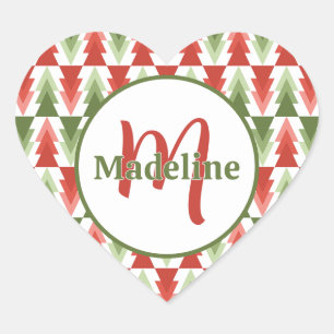 Geometric Christmas Tree Grove Heart Sticker