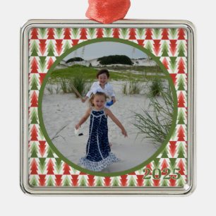 Geometric Christmas Tree Grove Metal Ornament