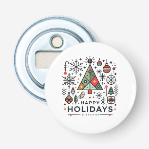 Geometric Christmas Tree Happy Holidays Festive Bottle Opener