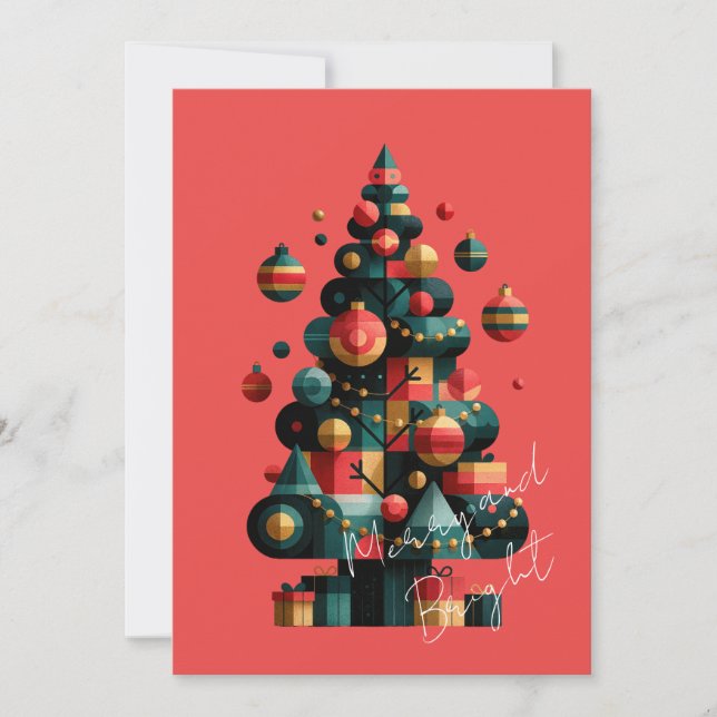 Geometric Christmas Tree Invitation (Front)