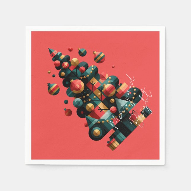 Geometric Christmas Tree Napkin (Front)