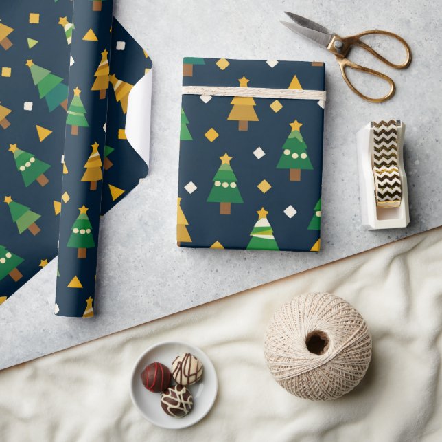 Geometric Christmas Trees  Wrapping Paper (Crafts)