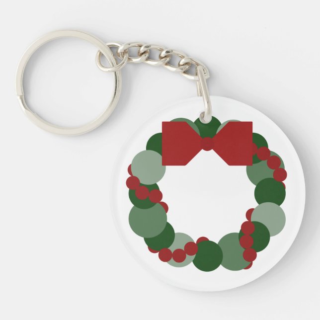 Geometric Christmas Wreath Keychain (Front)