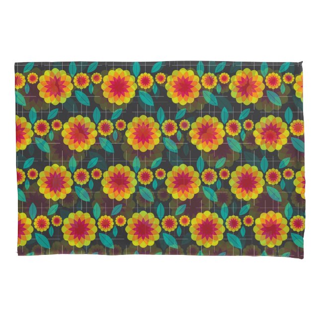 Geometric chrysanthemums pillowcase (Front)