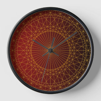 Geometric Circle abstract golden red gradient  Clock