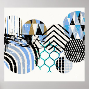 Geometric circle background: grunge texture. poster