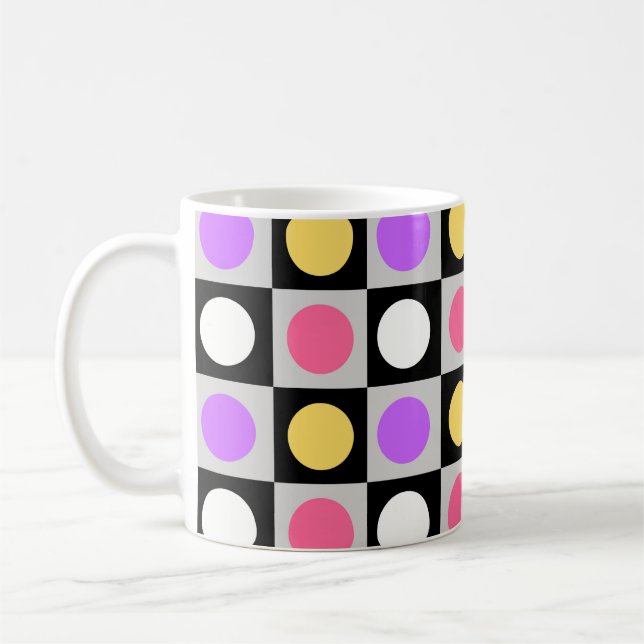 Geometric Circle Dots Pattern Coffee Mug (Left)