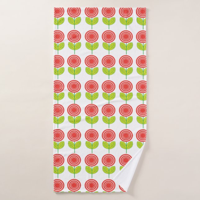 Geometric Circle Flower Pattern Bath Towel (Bath Towel)