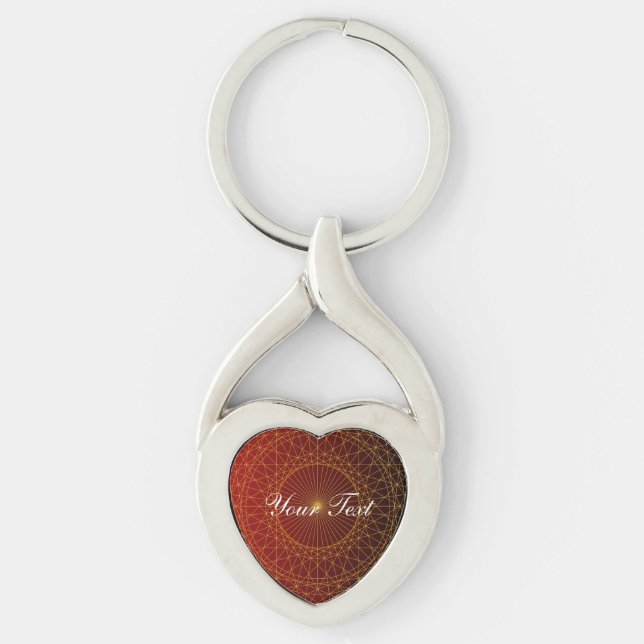 Geometric Circle Gold red modern abstract luxury Keychain (Front)