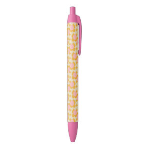 Geometric Circle Mid Century Flower Pattern Black Ink Pen