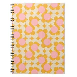 Geometric Circle Mid Century Flower Pattern Notebook