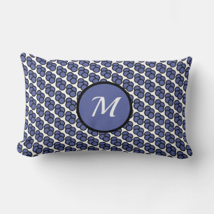 Geometric Circle Pattern in Purple and White Lumbar Pillow