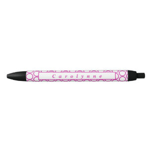 Geometric Circle Pattern Personalized Monogram Black Ink Pen
