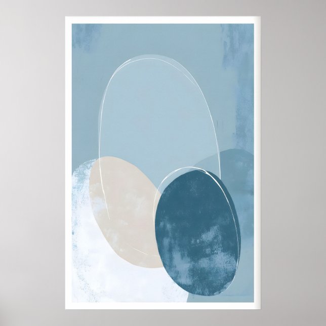 Geometric Circle Poster Blue Beige Overlapping (Front)