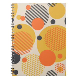 Geometric circle seamless pattern in retro 60s sty notebook