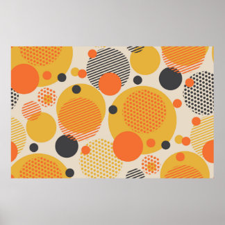 Geometric circle seamless pattern in retro 60s sty poster