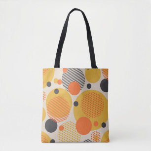 Geometric circle seamless pattern in retro 60s sty tote bag