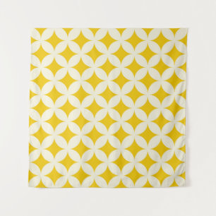 Geometric circle shapes seamless pattern ecru whit tapestry