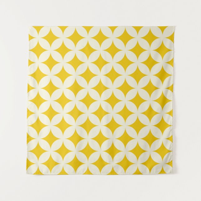 Geometric circle shapes seamless pattern ecru whit tapestry (Front)