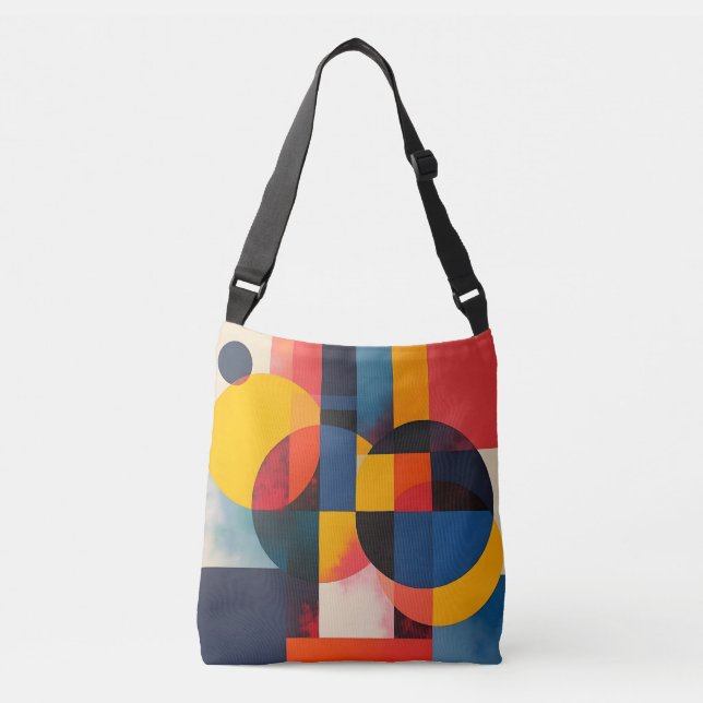 Geometric Circles and Colour Blocks Crossbody Bag (Front)