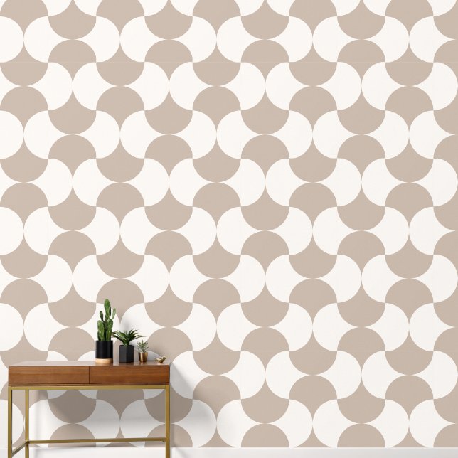 Geometric Circles Beige Pattern Wallpaper (Hallway)