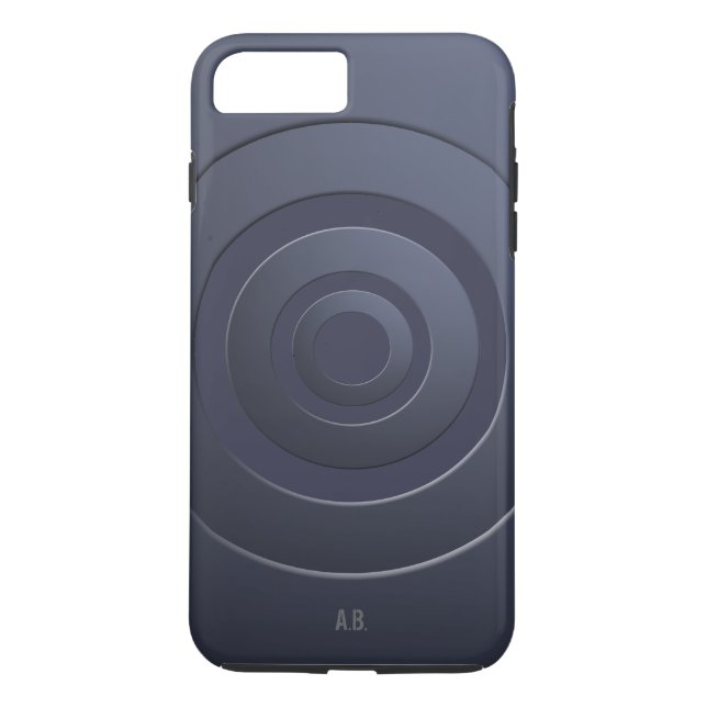 Geometric Circles Modern Blue with any Initials Case-Mate iPhone Case (Back)