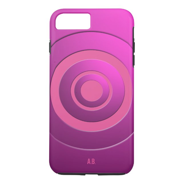 Geometric Circles Modern Pink with any Initials Case-Mate iPhone Case (Back)