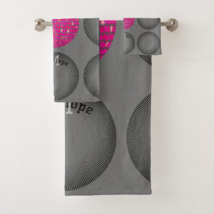 Geometric Circles Monogram Modern Minimalist Cool Bath Towel Set