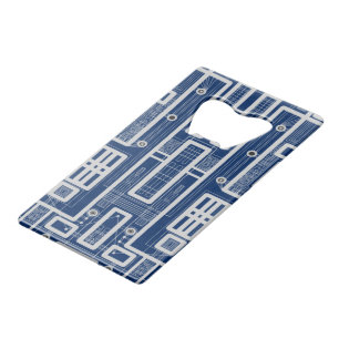 Geometric Circuit Board Credit Card Bottle Opener