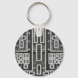 Geometric Circuit Board Keychain