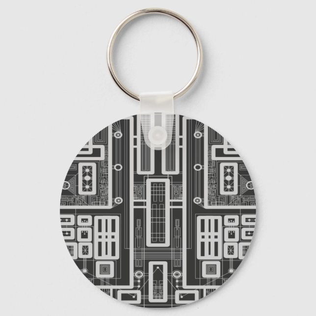 Geometric Circuit Board Keychain (Front)