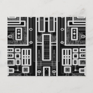 Geometric Circuit Board Postcard