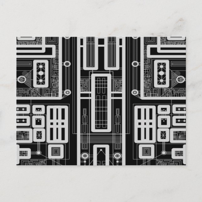 Geometric Circuit Board Postcard (Front)