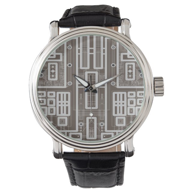 Geometric Circuit Board Watch (Front)