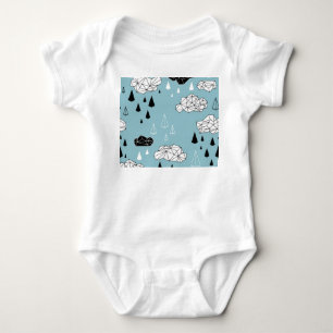 Geometric clouds and rain, seamless pattern. baby bodysuit
