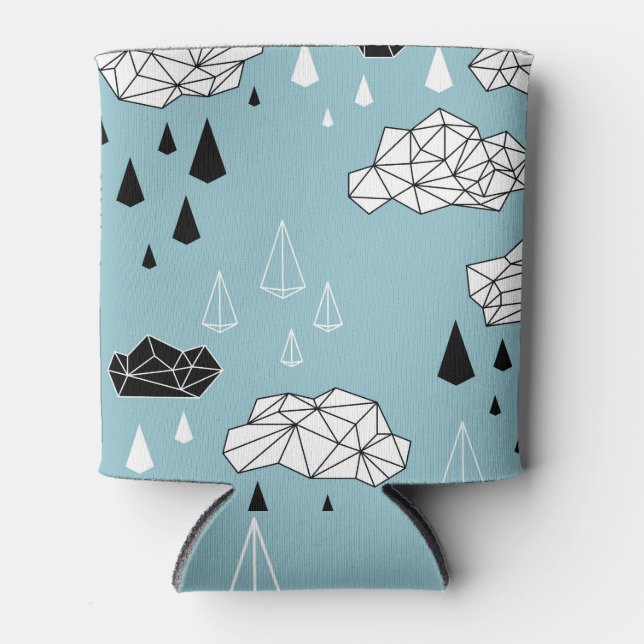 Geometric clouds and rain, seamless pattern. can cooler (Front)