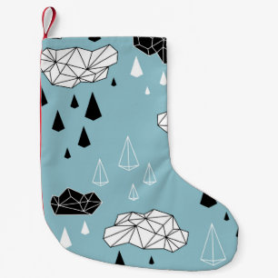 Geometric clouds and rain, seamless pattern. small christmas stocking