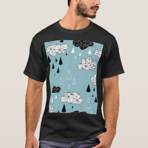 Geometric clouds and rain, seamless pattern. T-Shirt