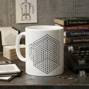 Geometric Coffee Mug Isometric Grid Art