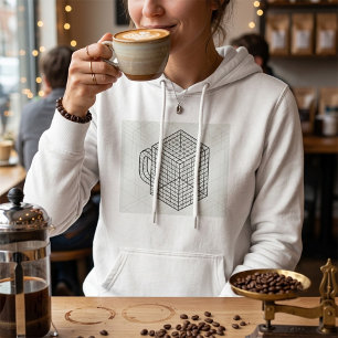 Geometric Coffee Mug Isometric Grid Art Hoodie