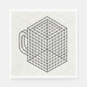 Geometric Coffee Mug Isometric Grid Art Napkin