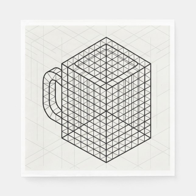 Geometric Coffee Mug Isometric Grid Art  Napkin (Front)