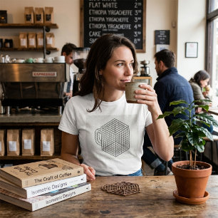 Geometric Coffee Mug Isometric Grid Art T-Shirt