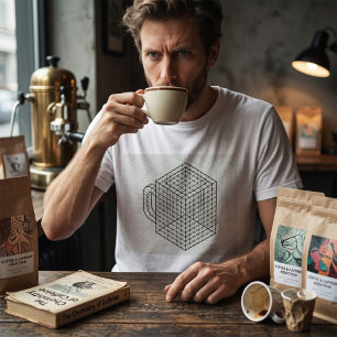 Geometric Coffee Mug Isometric Grid Art T-Shirt