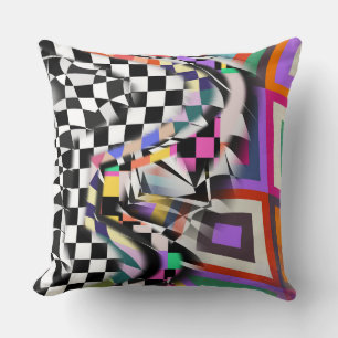 Geometric Collage Abstract Textile Pattern Throw Pillow