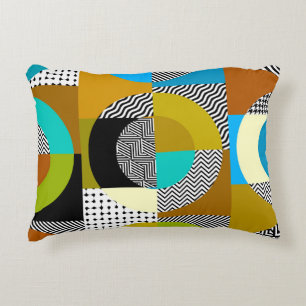 Geometric collage: circles, vintage pattern. accent pillow