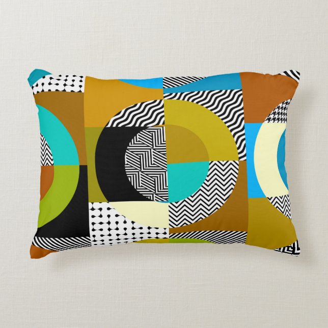 Geometric collage: circles, vintage pattern. accent pillow (Front)