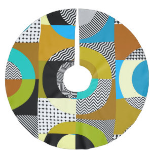 Geometric collage: circles, vintage pattern. brushed polyester tree skirt